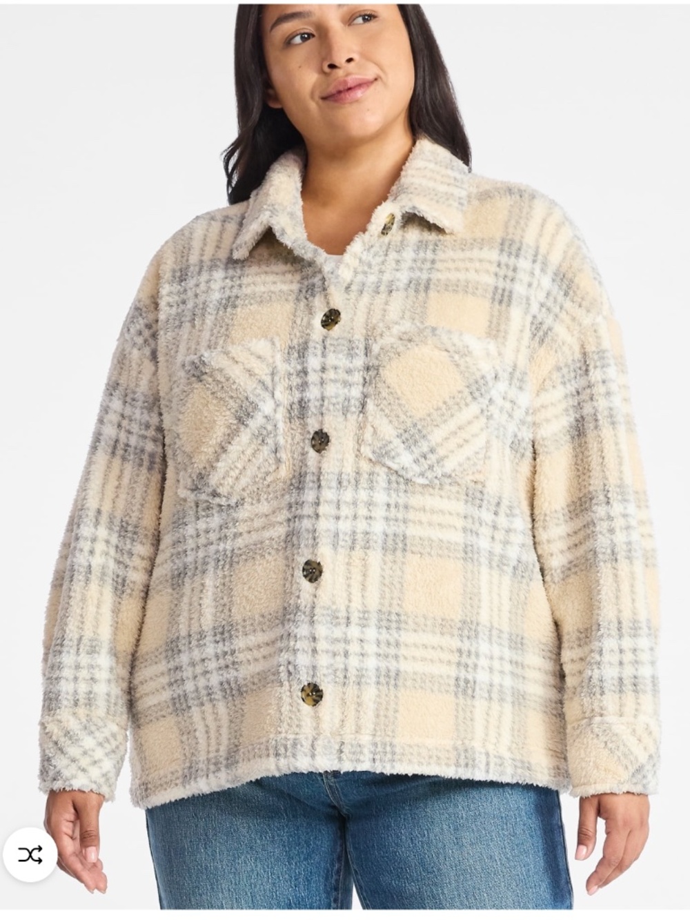 Terra and Sky Women’s Plus Whipped Cream Combo Buttoned Shacket Size 3X NWT - Picture 2 of 6